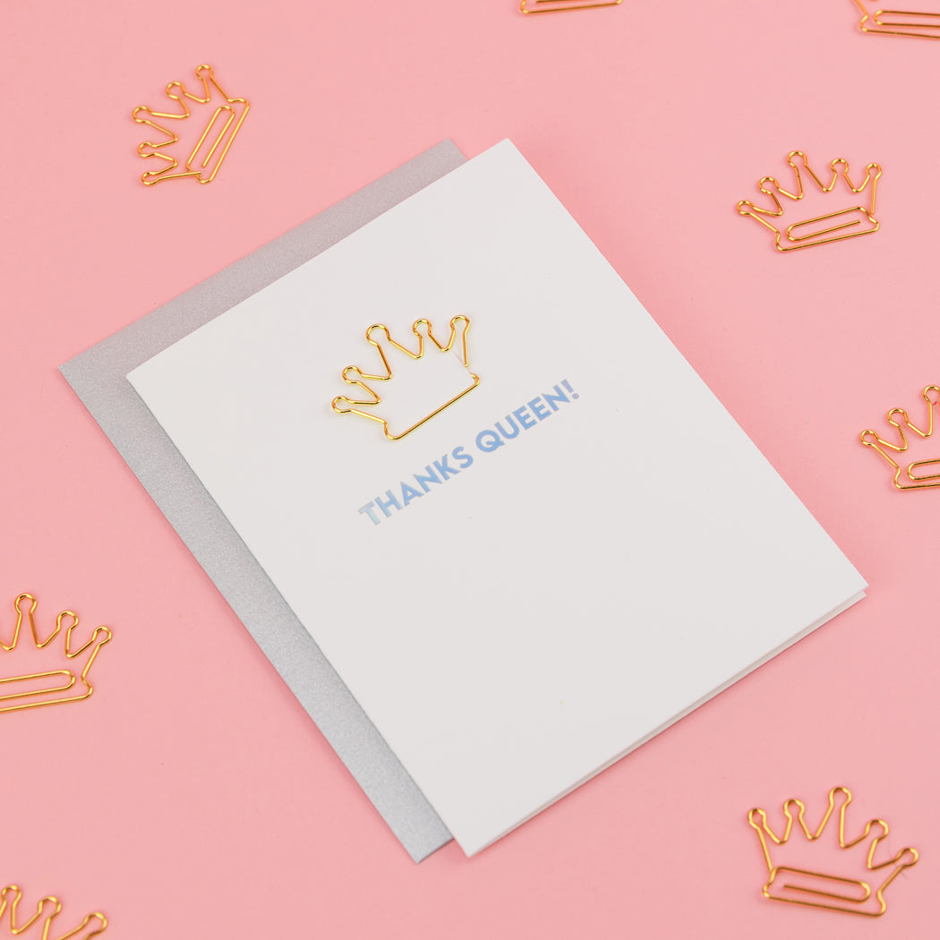 Thanks Queen! - Thank You Card - Crown Paper Clip Card