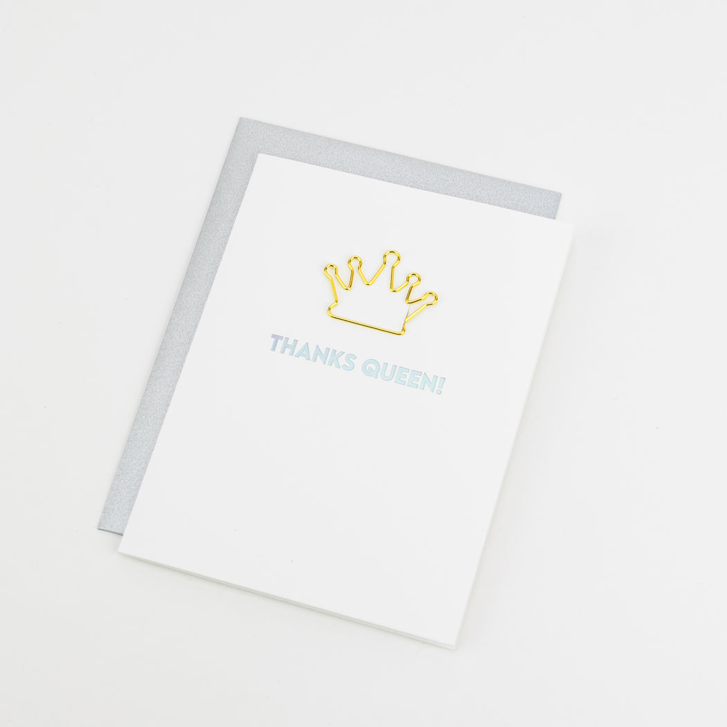 Thanks Queen! - Thank You Card - Crown Paper Clip Card