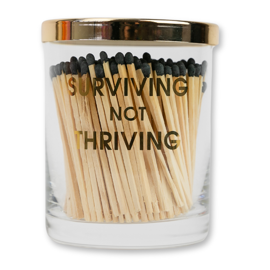 Match + Rocks Glass Duo - Surviving Not Thriving + Black Matches