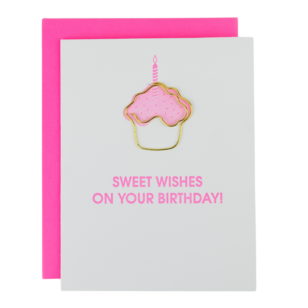 Sweet Wishes On Your Birthday - Paperclip Letterpress Card