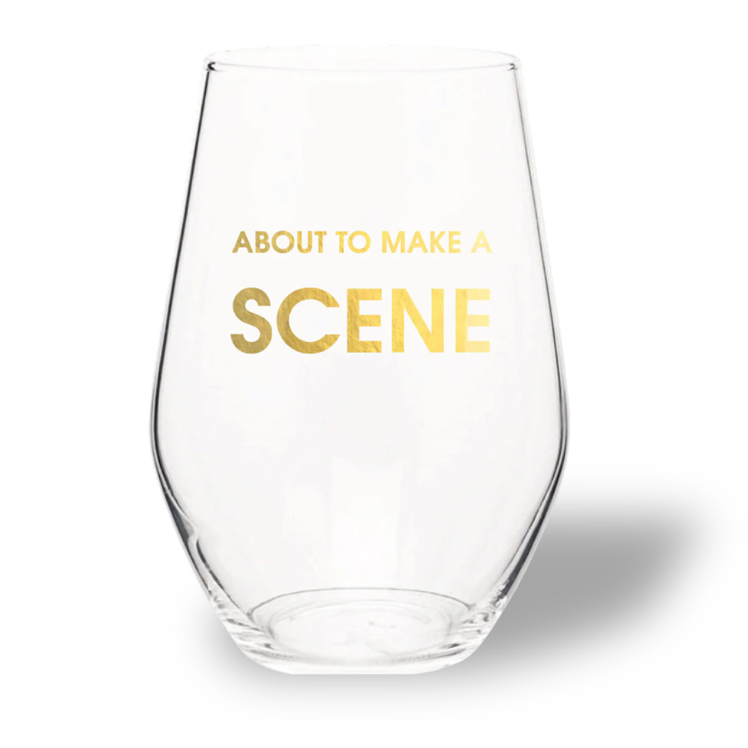 About To Make A Scene - Gold Foil Stemless Wine Glass