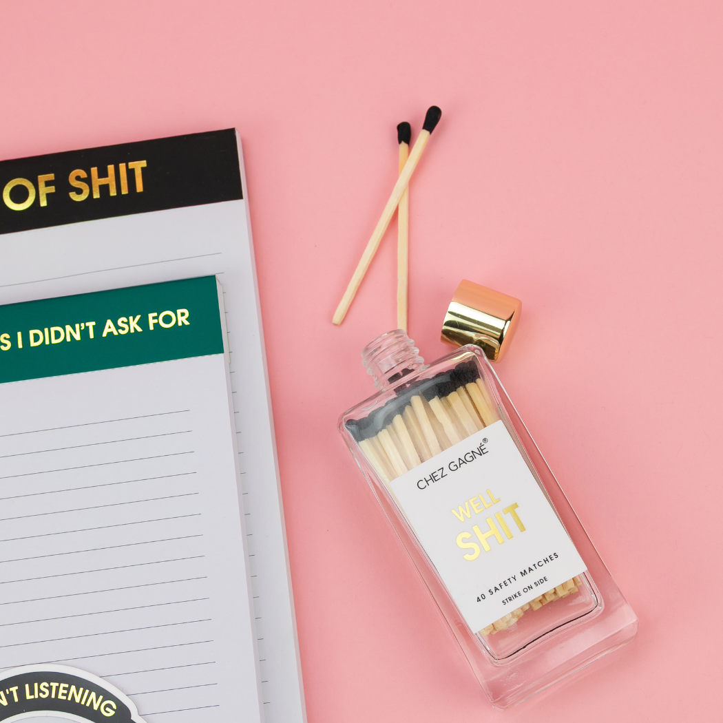 Well, Shit - Glass Bottle Safety Matches - Black Tips
