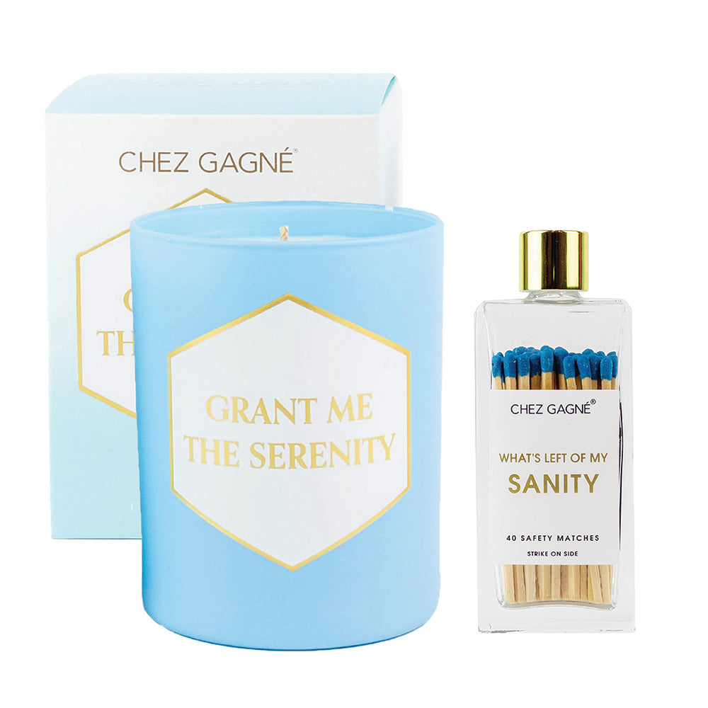 Candle + Matches Set : Grant Me The Serenity + Left of My Sanity *GMA DEALS*