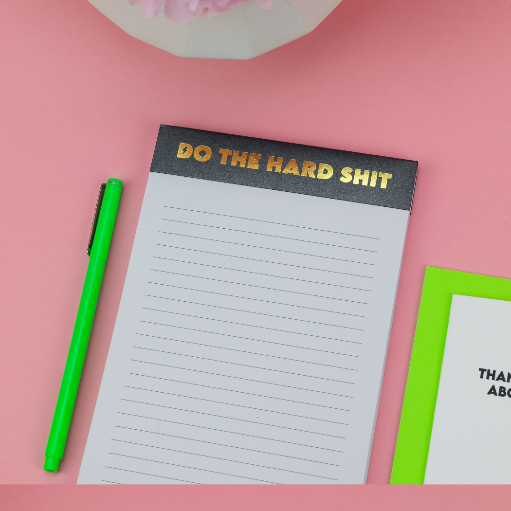 Do The Hard Shit - Lined Notepad - Shimmer Black