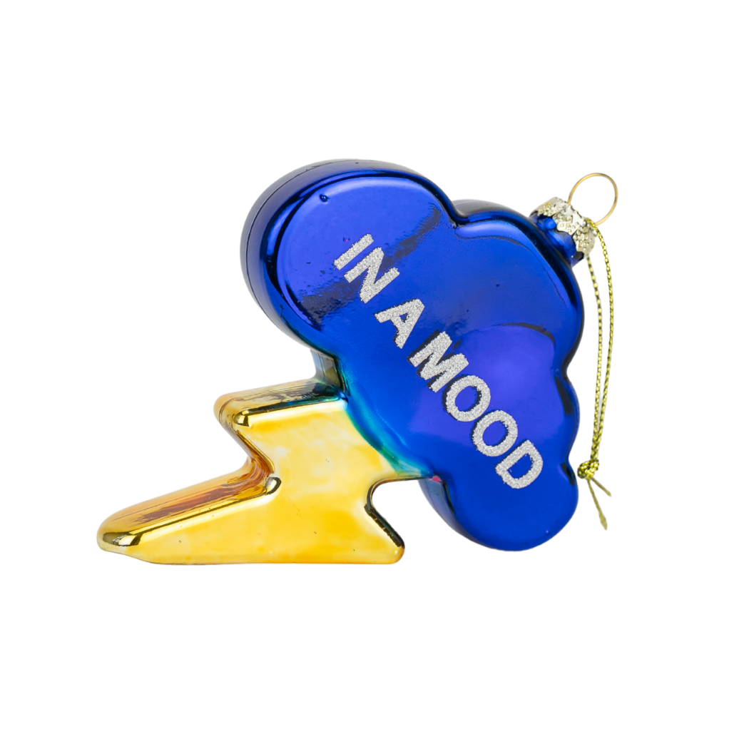 In A Mood - Cloud with Lightning Bolt - Glass Blown Holiday Ornament