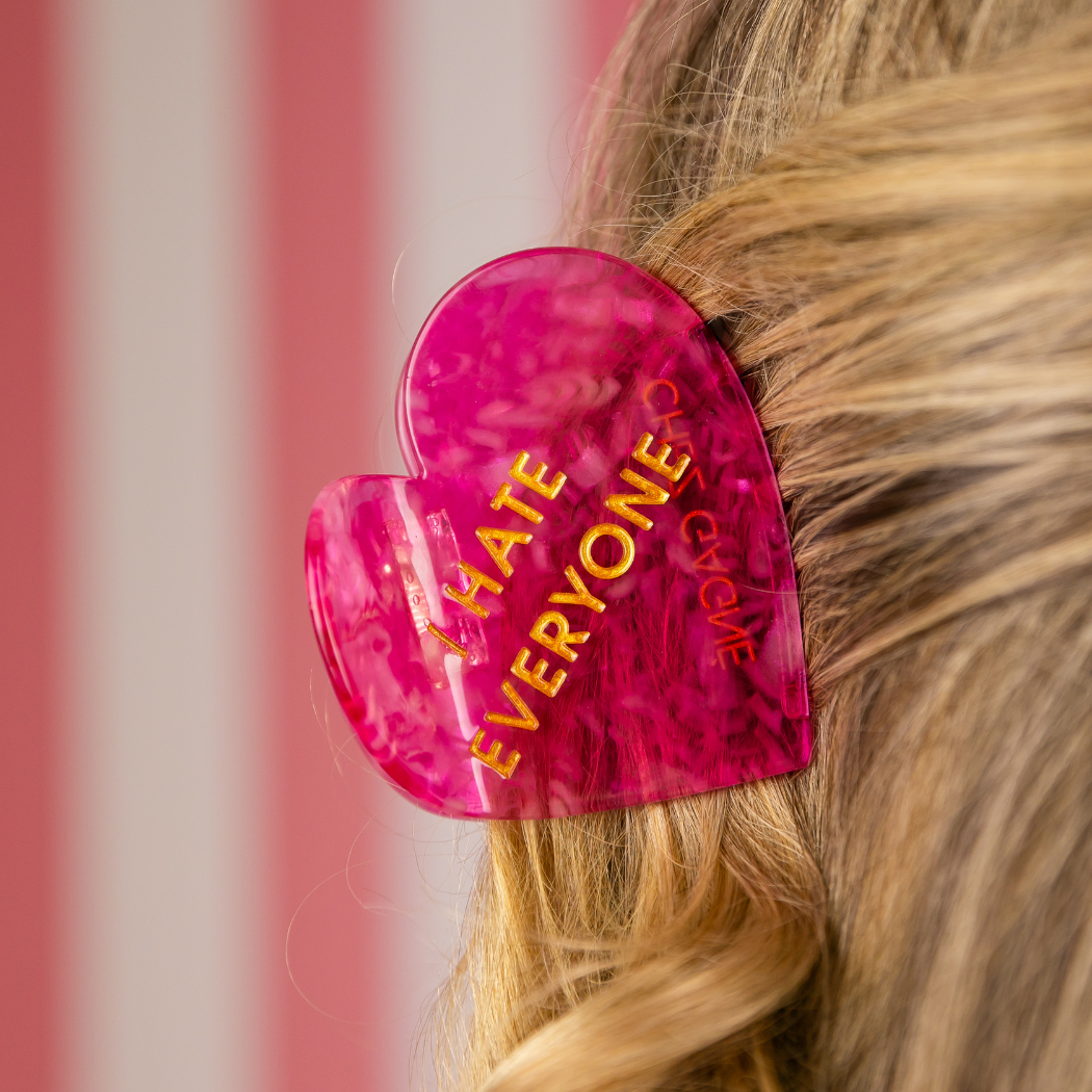 I Hate Everyone - Heart - Cellulose Acetate Hair Claw Clip