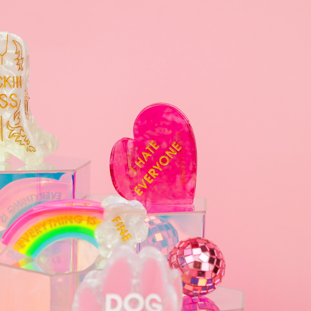 I Hate Everyone - Heart - Cellulose Acetate Hair Claw Clip
