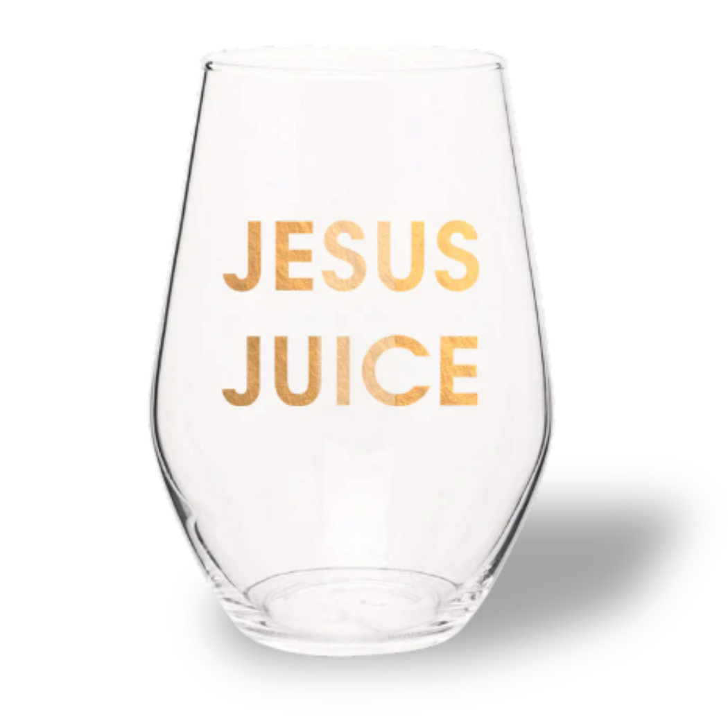 Jesus Juice - Gold Foil Stemless Wine Glass