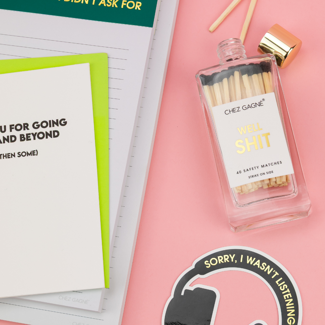 Well, Shit - Glass Bottle Safety Matches - Black Tips