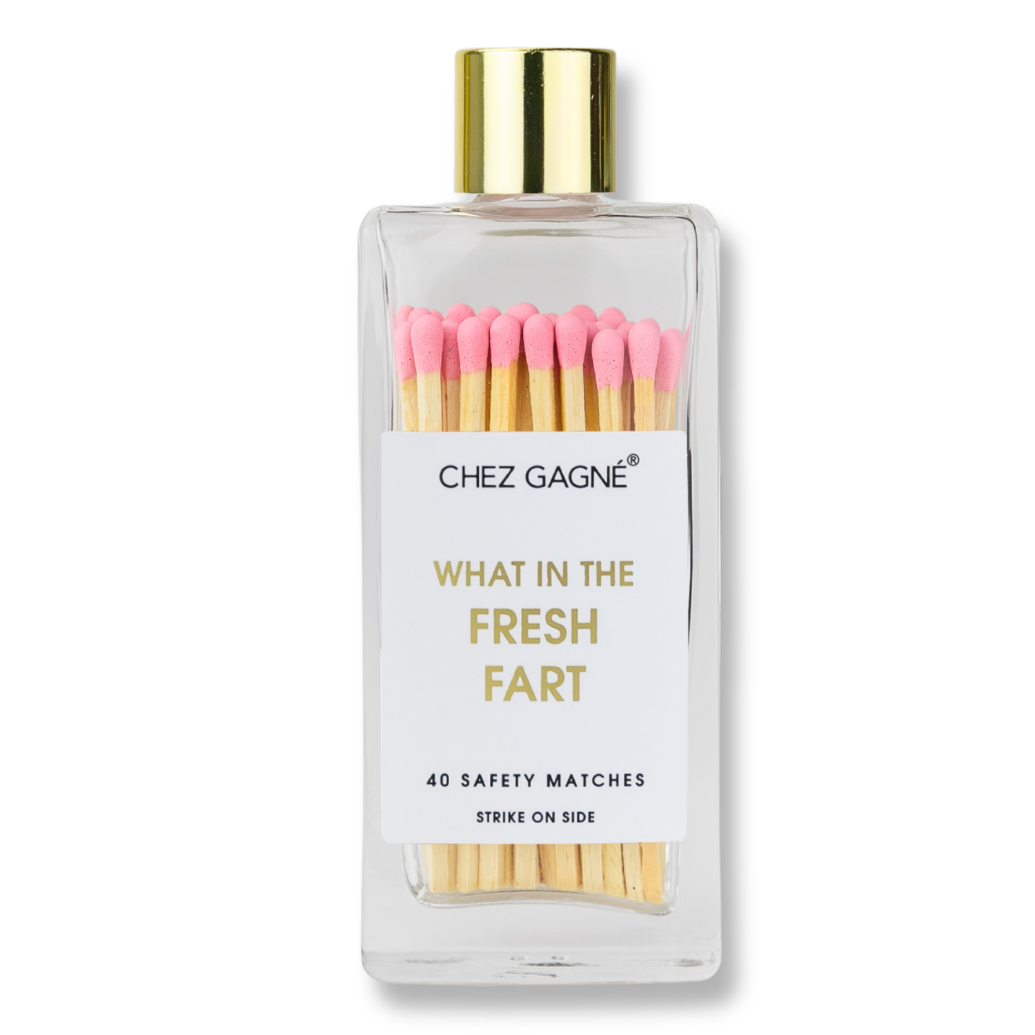 What In The Fresh Fart - Glass Bottle Safety Matches - Light Pink