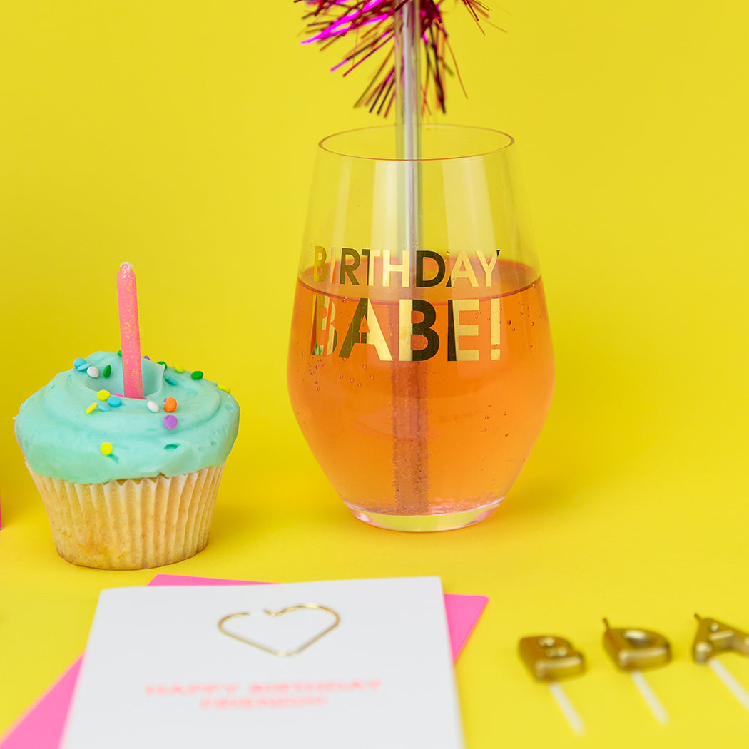Birthday Babe - Gold Foil Stemless Wine Glass