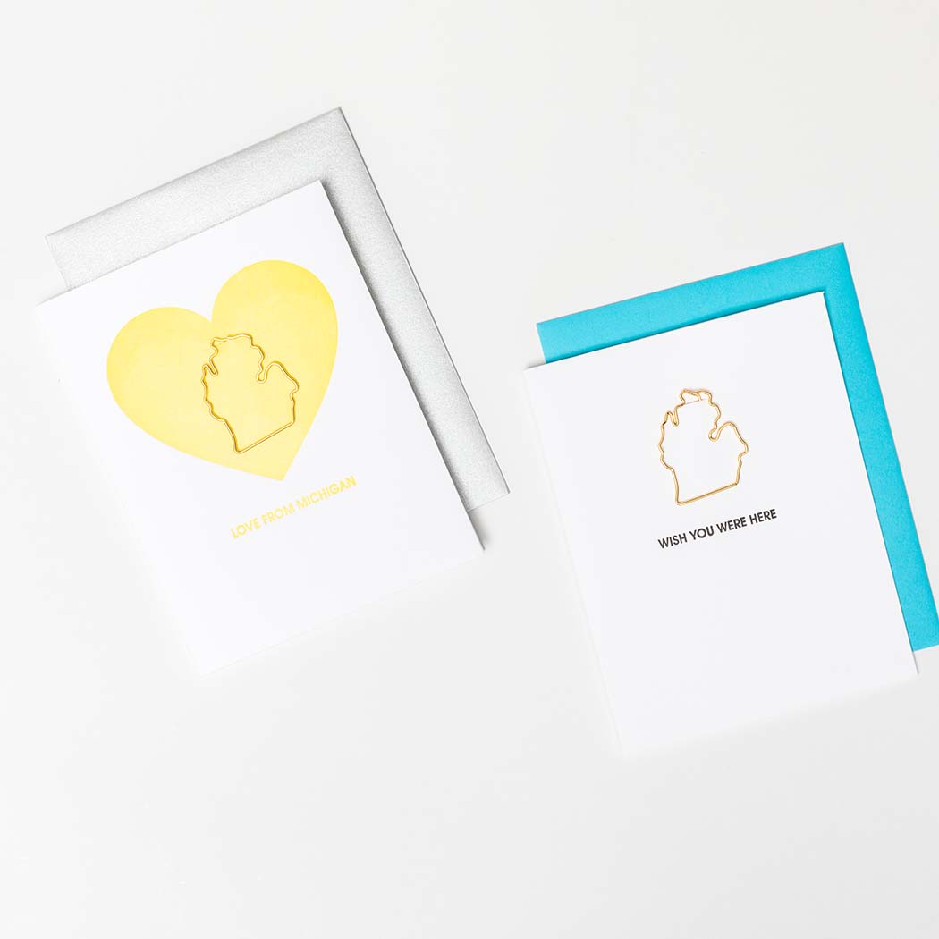 Love From Michigan - Paper Clip Letterpress Card