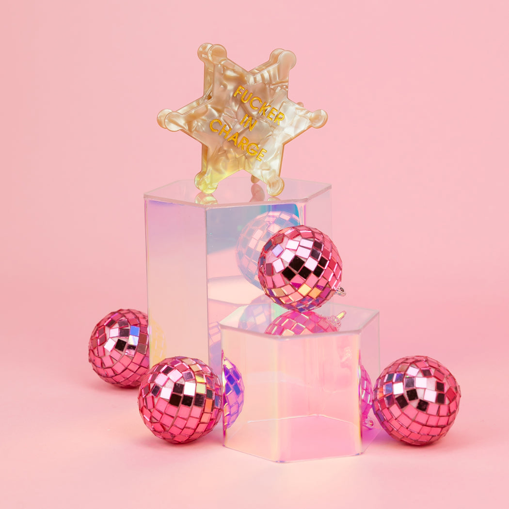 Fucker in Charge - Sheriff's Badge - Cellulose Acetate Hair Claw Clip