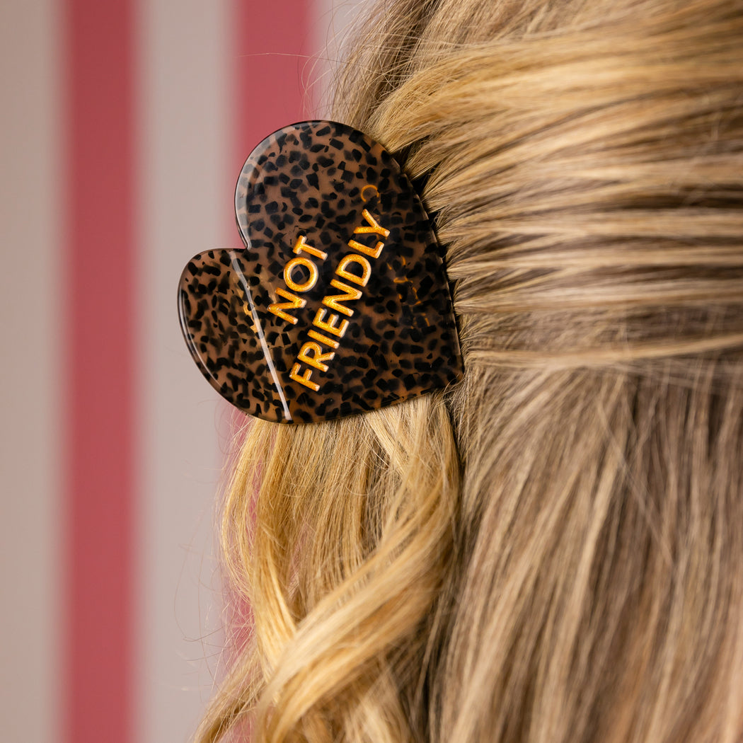 Not Friendly - Heart - Cellulose Acetate Hair Claw Clip