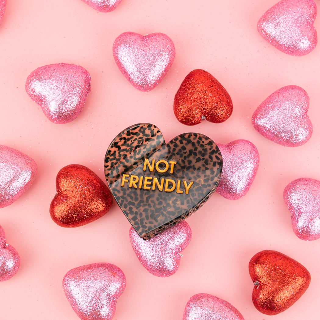 Not Friendly - Heart - Cellulose Acetate Hair Claw Clip