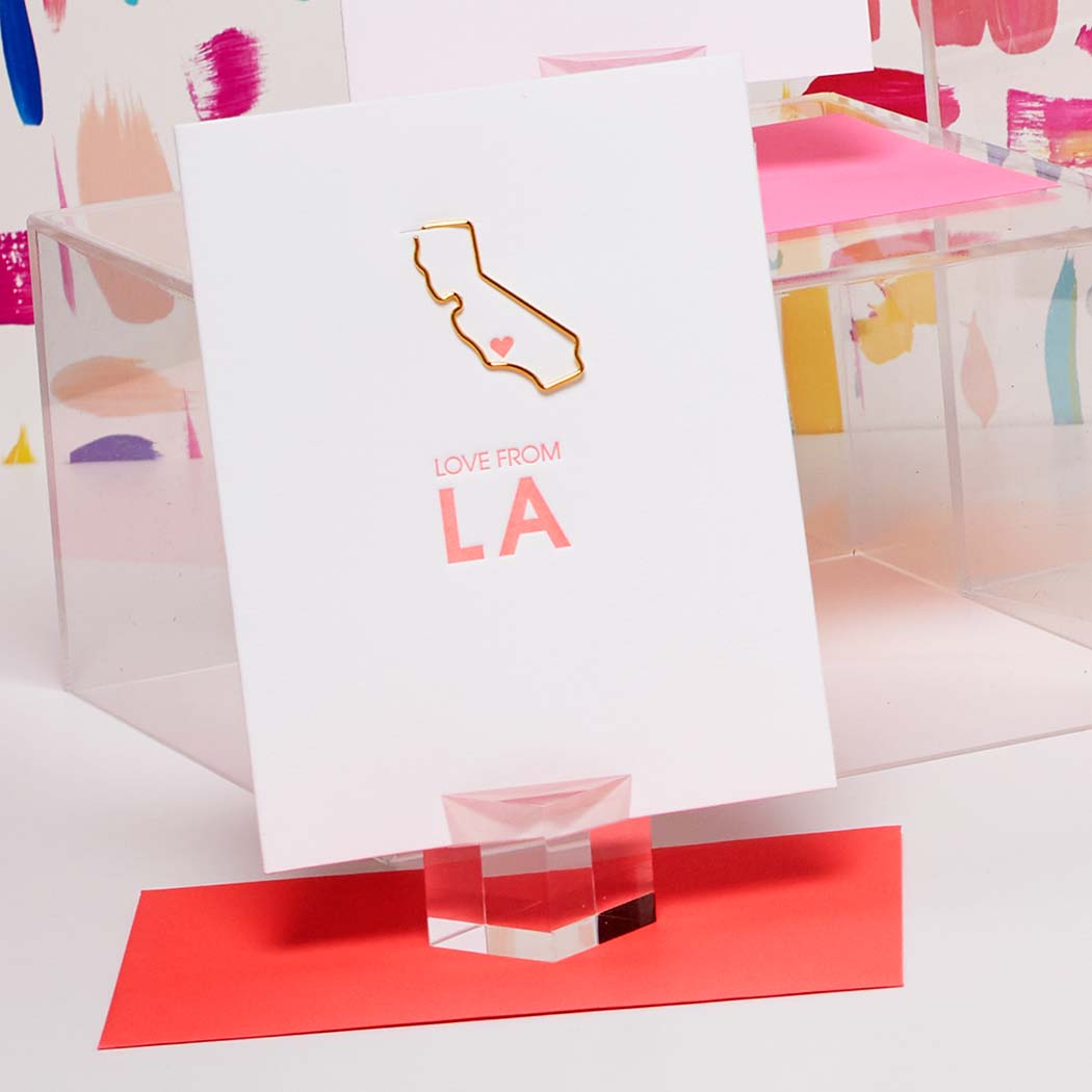 Love From LA California - Paper Clip Letterpress Card