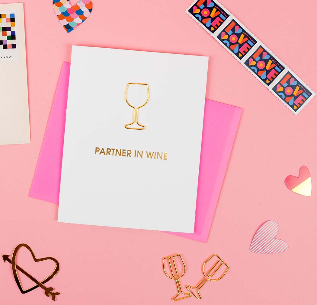 Partner in Wine - Paper Clip Letterpress Card