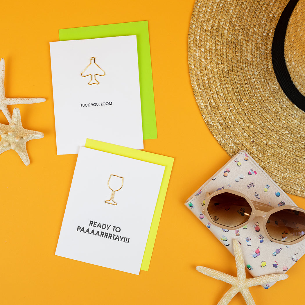 Fuck You Zoom - Airplane Paper Clip Letterpress Card