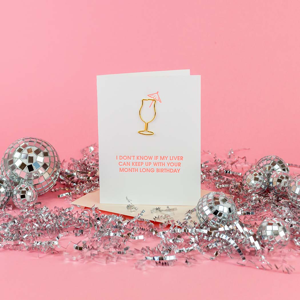 Don't Know If I Can Keep Up Month Long Birthday - Paper Clip Letterpress Card