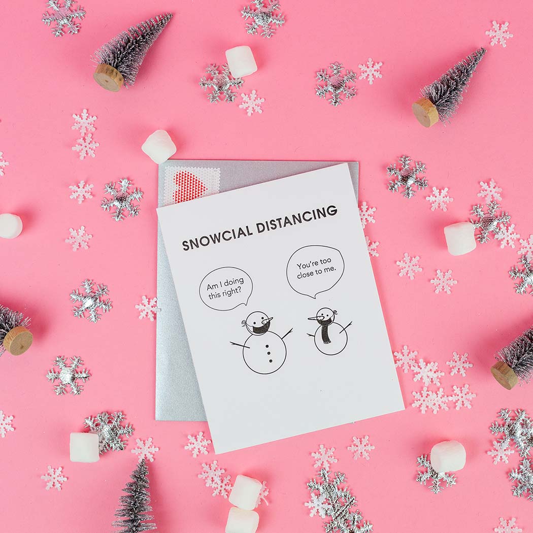 Snowcial Distancing - Letterpress Card