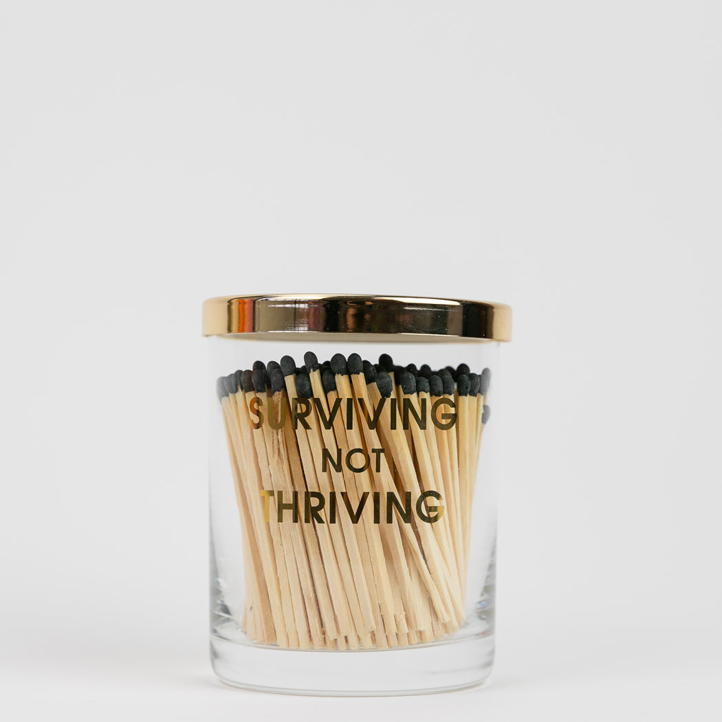 Match + Rocks Glass Duo - Surviving Not Thriving + Black Matches