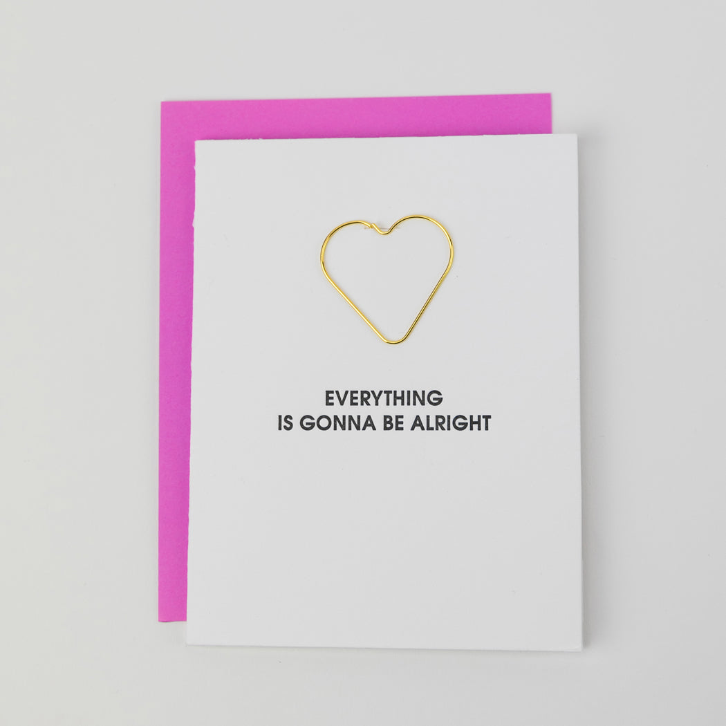 Everything Is Going To Be Alright - Paper Clip Letterpress Card