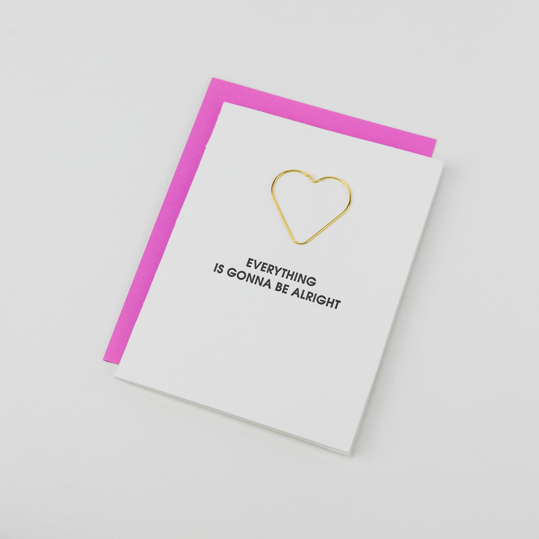 Everything Is Going To Be Alright - Paper Clip Letterpress Card