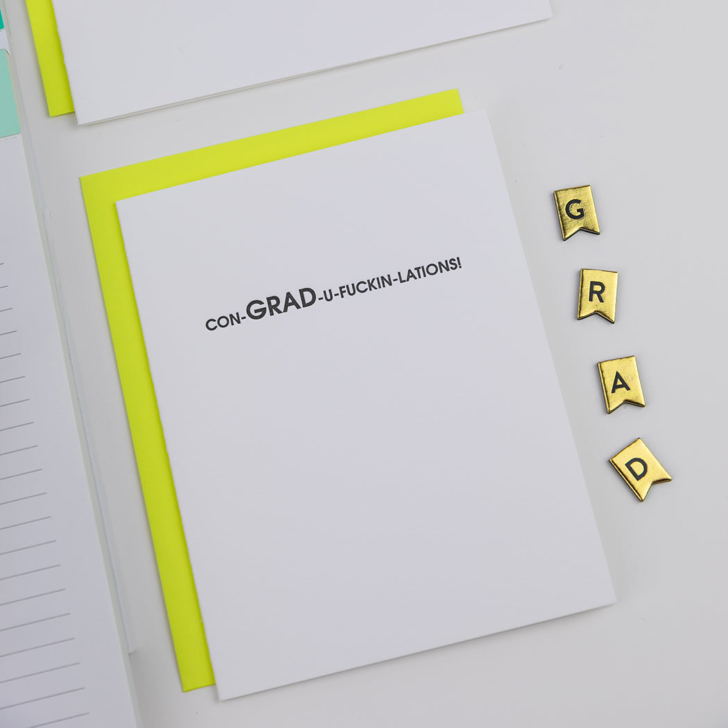 Con-GRAD-u-Fuckin-Lations - Graduation Letterpress Card