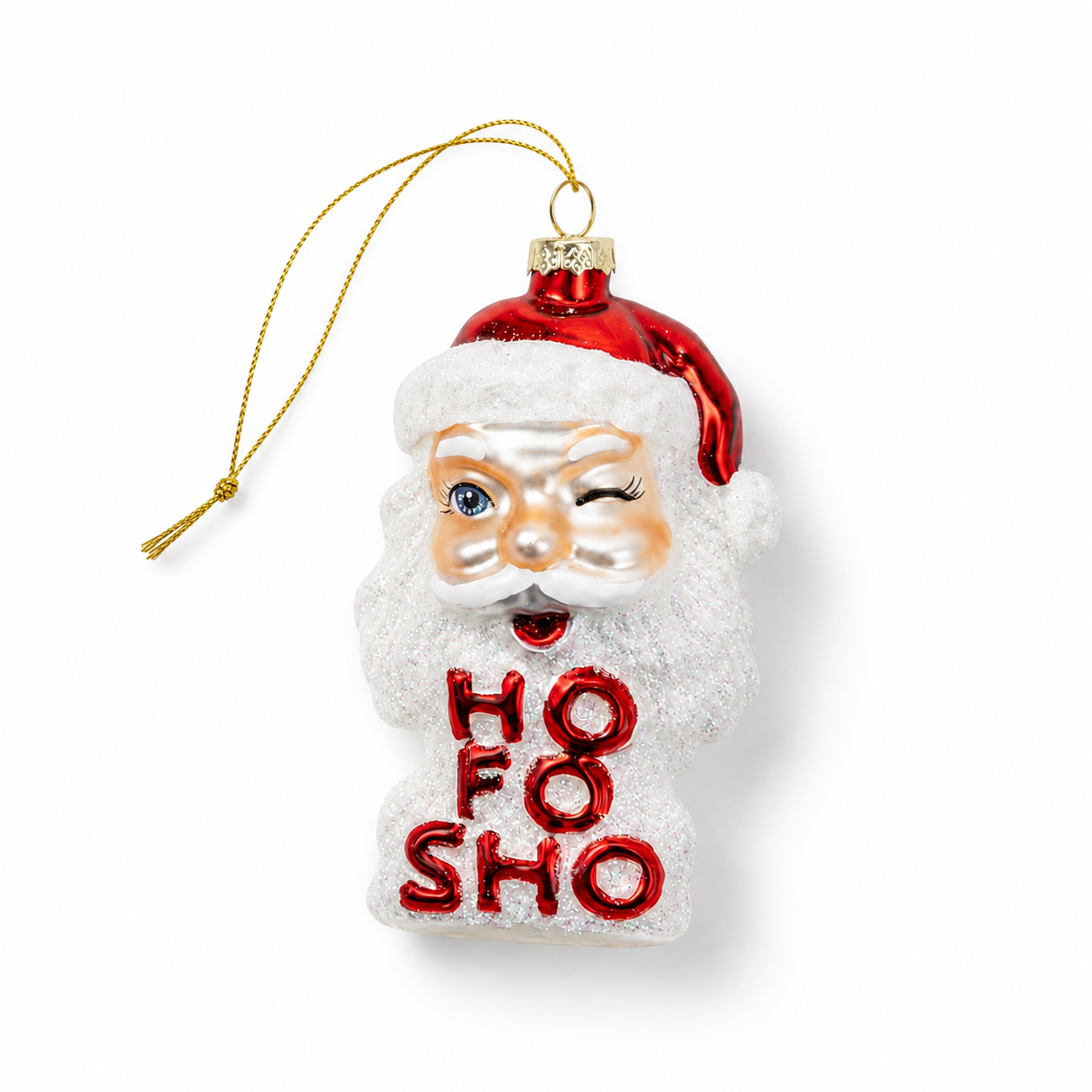 Ho Fo Sho - Winking Santa Claus Glass Ornament