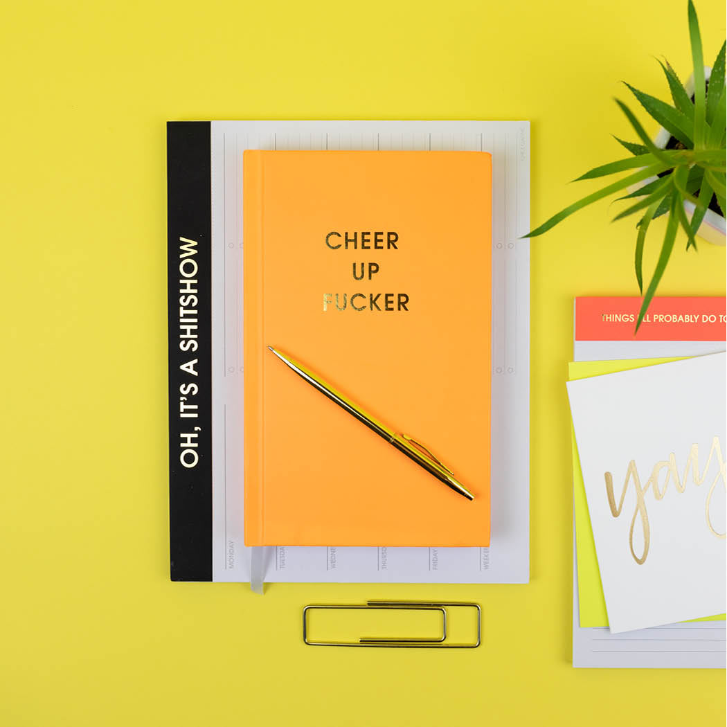 Cheer Up Fucker - Neon Tangerine Hardcover Journal