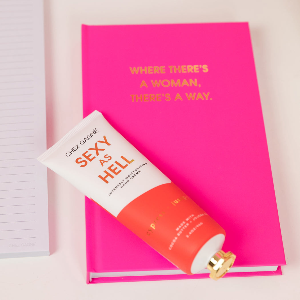 Where There's A Woman There's A Way - Neon Pink Hardcover Journal