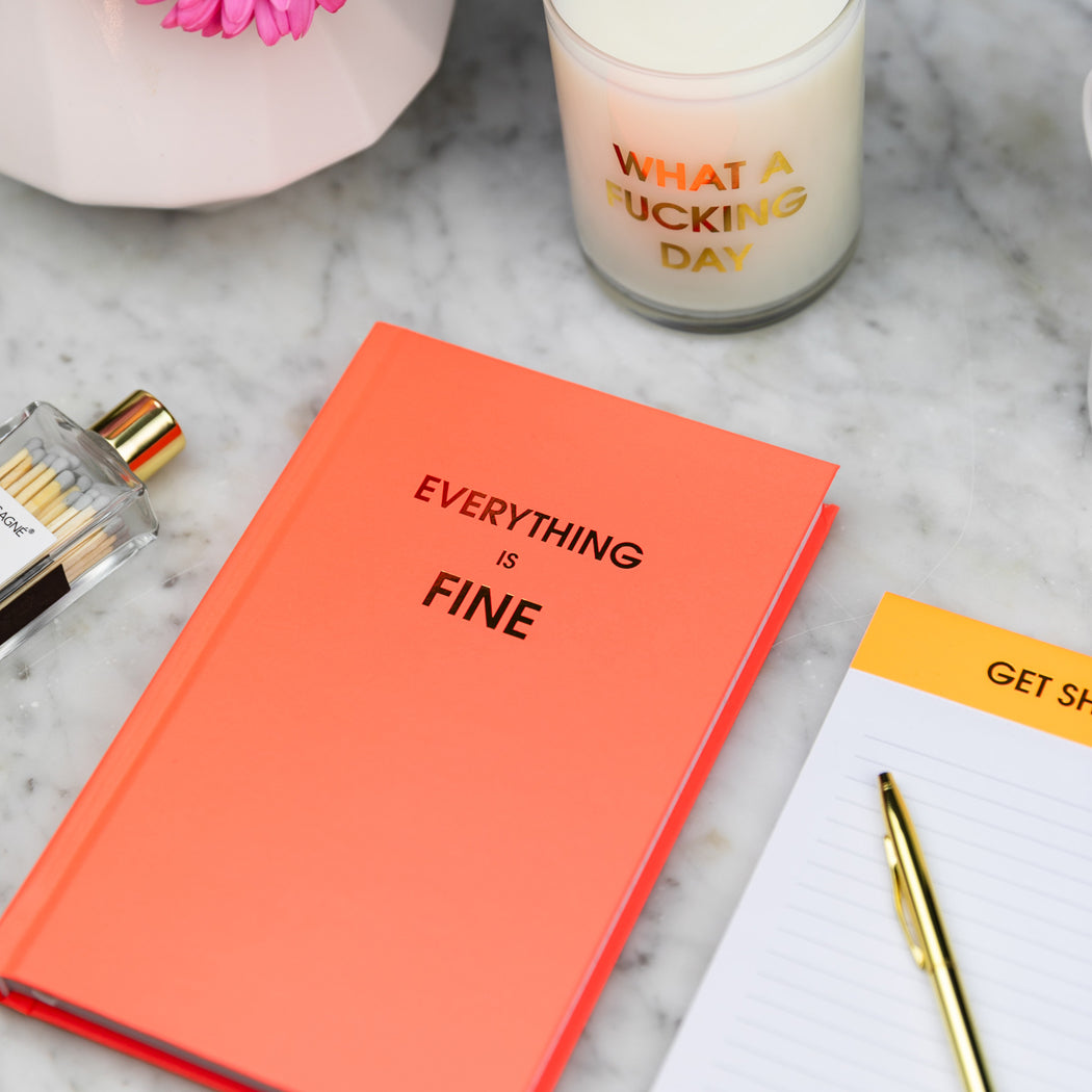 Everything is Fine - Neon Red Hardcover Journal