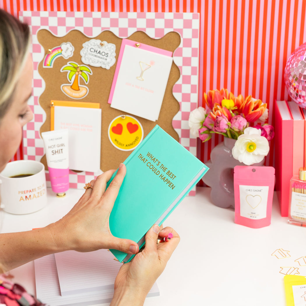 What's The Best That Could Happen - Aqua Hardcover Journal