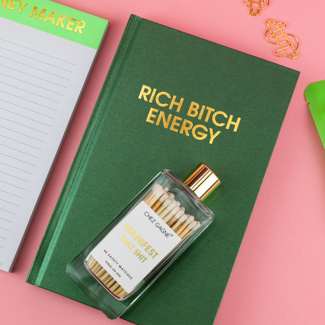 Rich Bitch Energy - Hardcover Daily Journal - Hystar Emerald