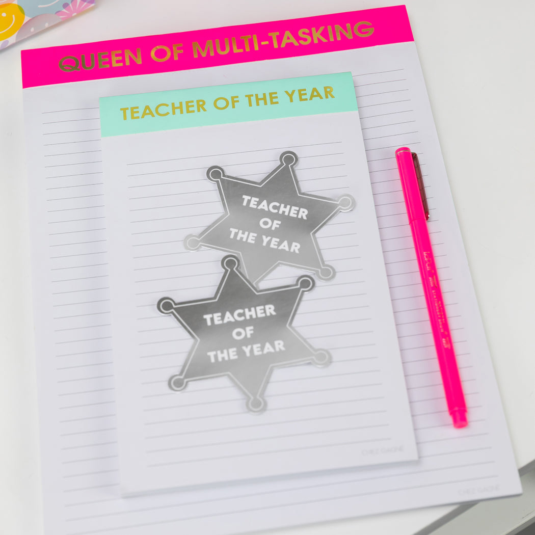 Teacher of the Year - Sheriff Badge - Funny Vinyl Sticker