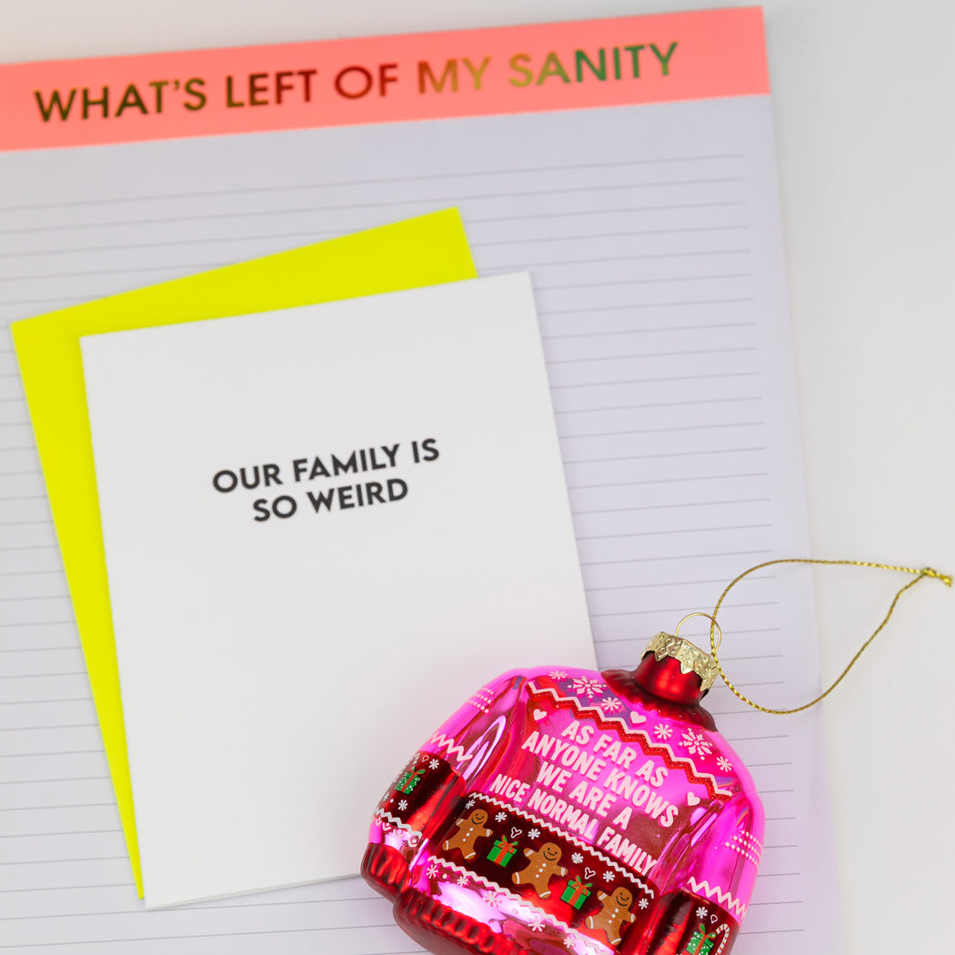 As Far As Anyone Knows We're A Nice Normal Family - Sweater Glass Ornament