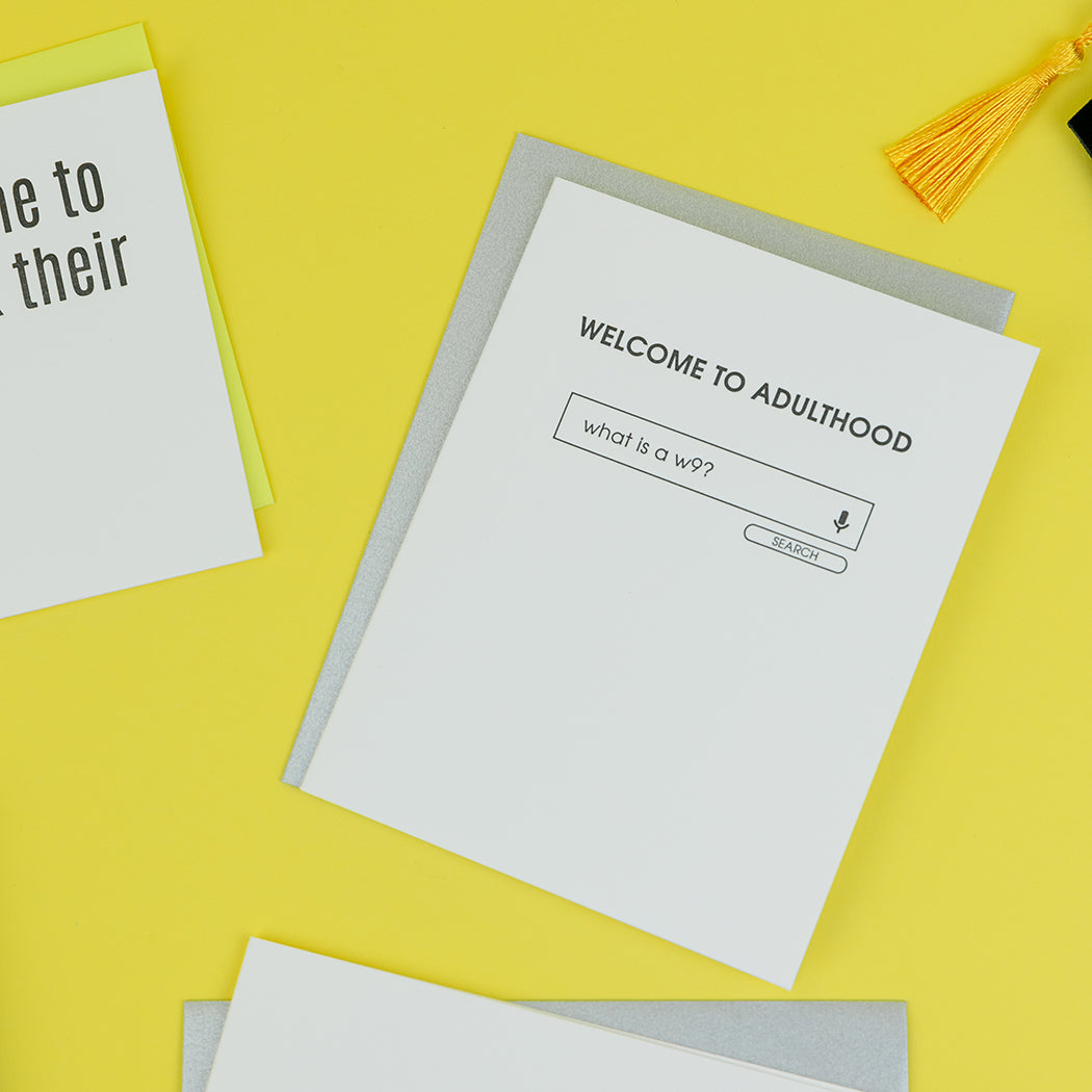 Welcome to Adulthood W9 - Letterpress Card