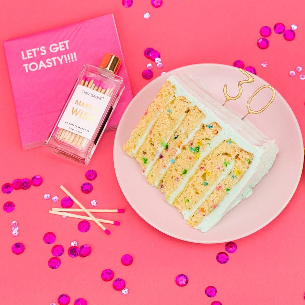 Make A Wish - Glass Bottle Safety Matches (Hot Pink)