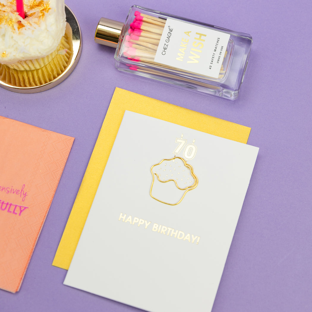 Happy Birthday Candles 70 - Paperclip Letterpress Card