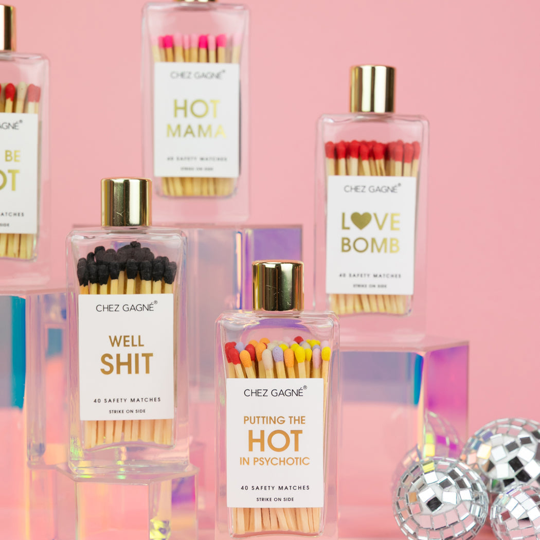 Love Bomb - Glass Bottle Safety Matches - Red Tips