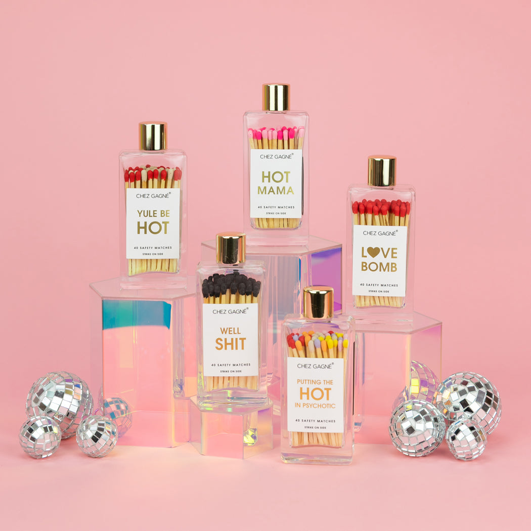 Hot Mama - Glass Bottle Matches - Pink Multi - Mother's Day Gift