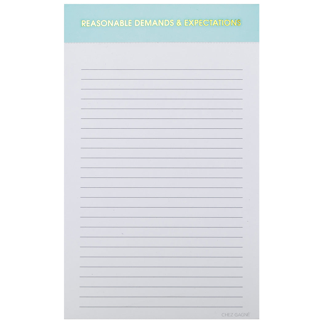 Reasonable Demands & Expectations  - Lined Notepad