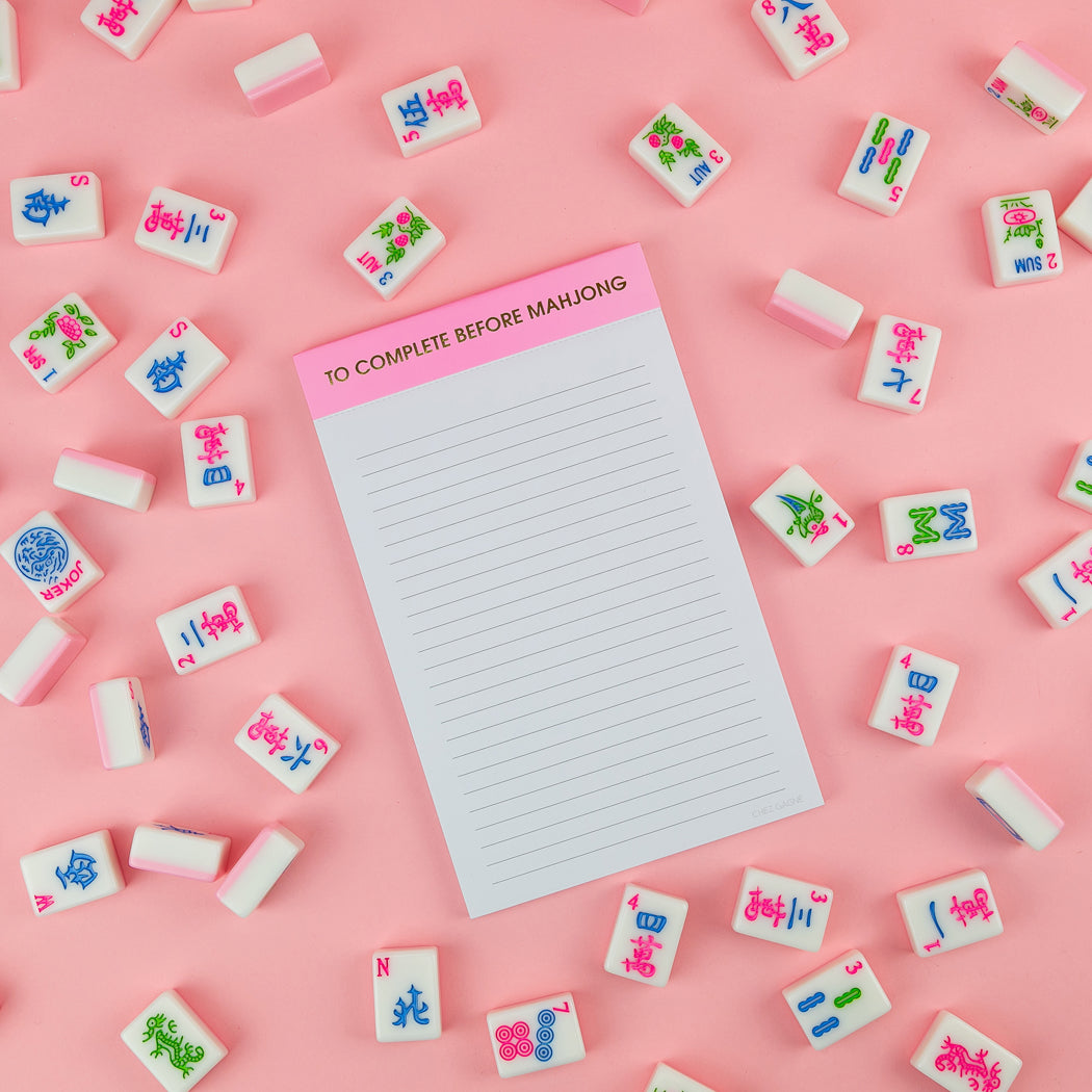 To Complete Before Mahjong - Lined Notepad - Neon Peony