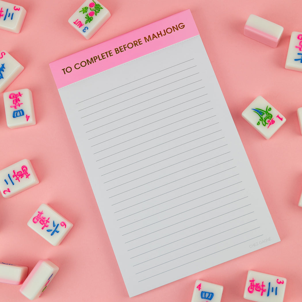 To Complete Before Mahjong - Lined Notepad - Neon Peony