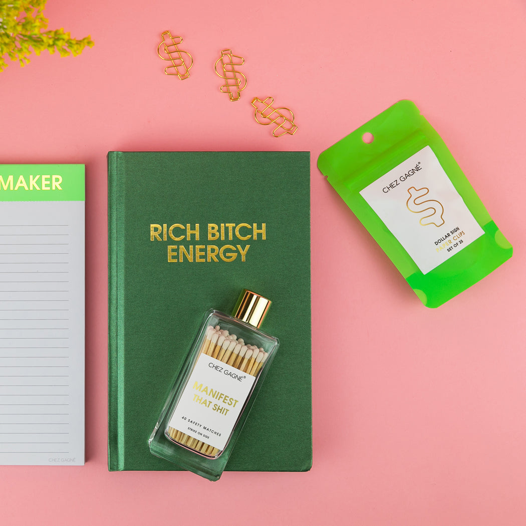 Rich Bitch Energy - Hardcover Daily Journal - Hystar Emerald