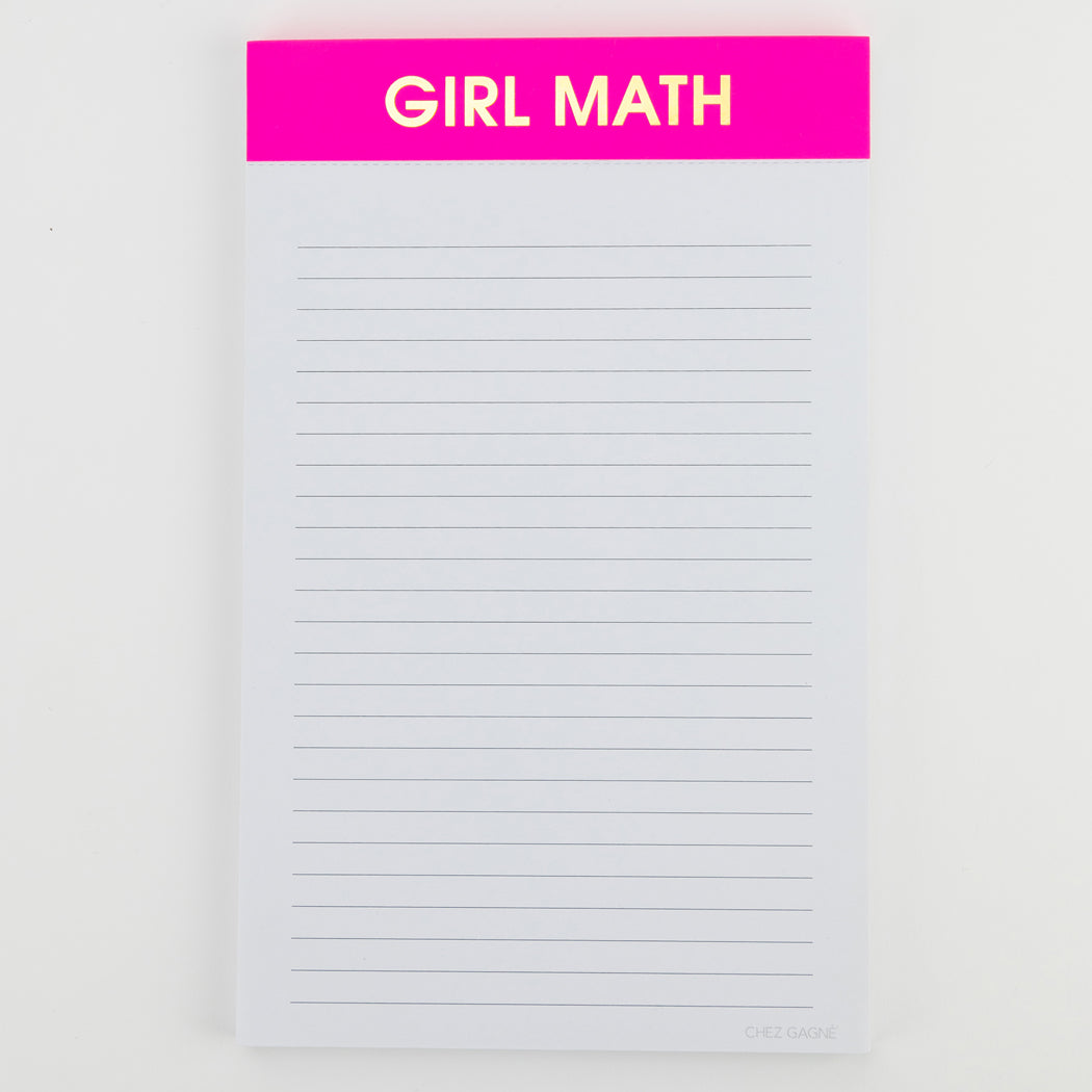Girl Math - Lined Notepad - Bright Pink