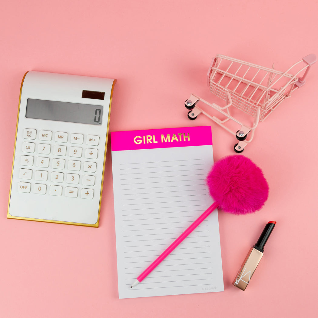 Girl Math - Lined Notepad - Bright Pink