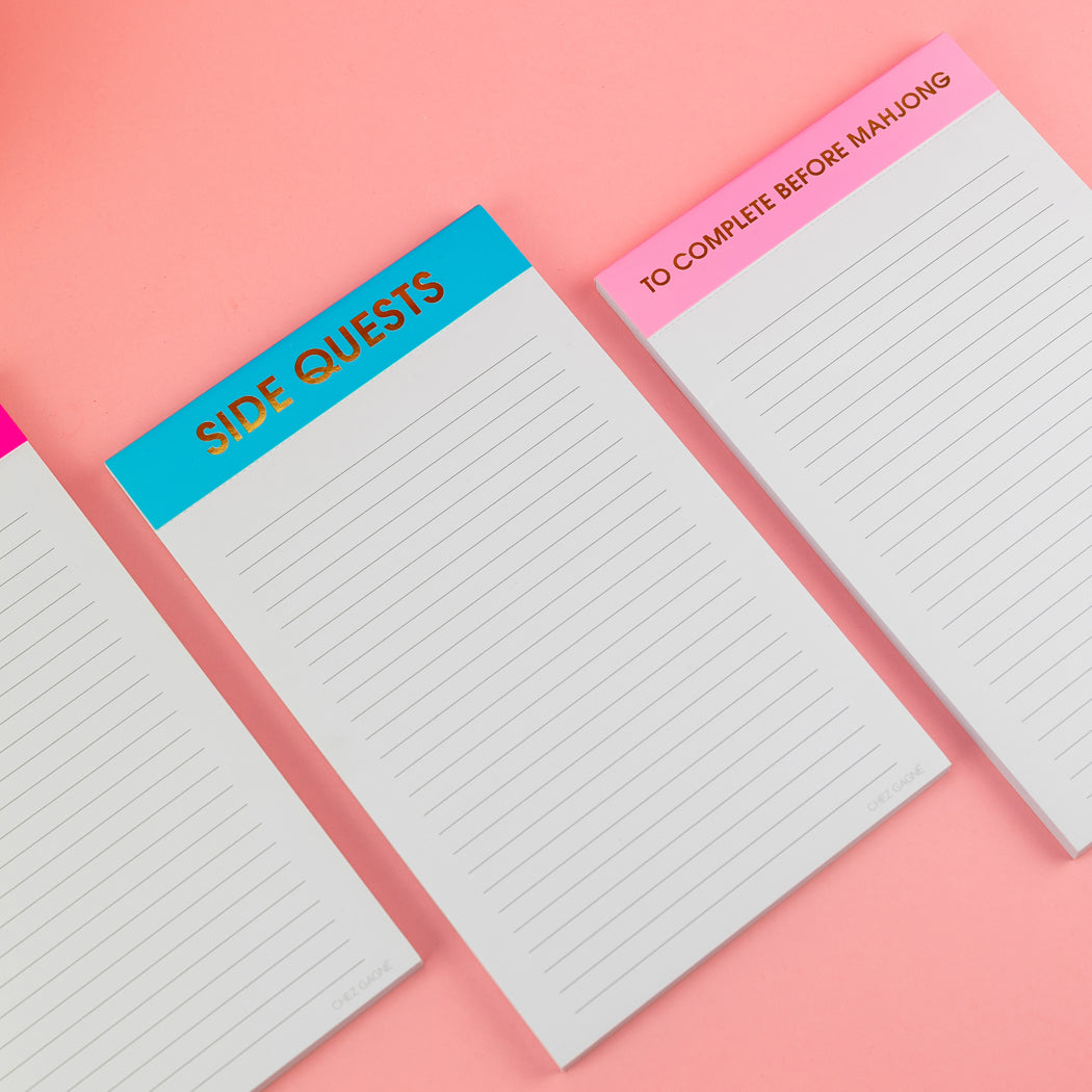 Side Quests - Lined Notepad - Caribbean Blue