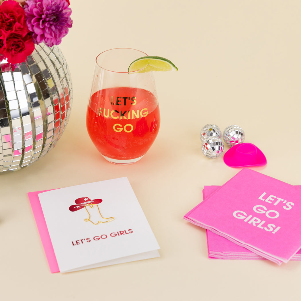 Let's Fucking Go - Gold Foil Stemless Wine Glass