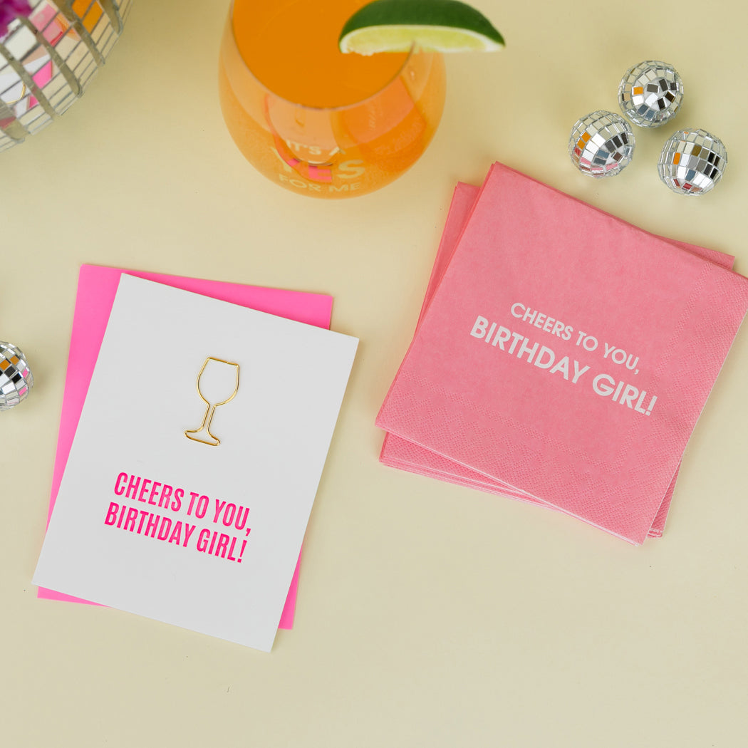 Cheers to You Birthday Girl - Paper Clip Letterpress Card